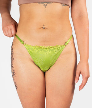 Adjustable Lined Lace Thong